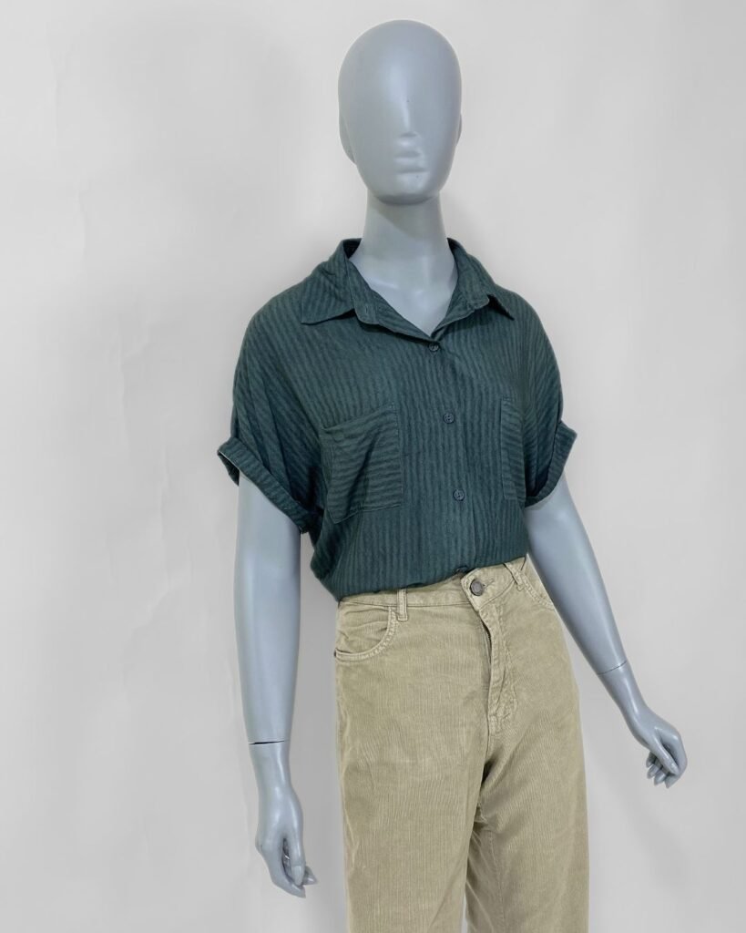 Camisa verde listrada – Tam M