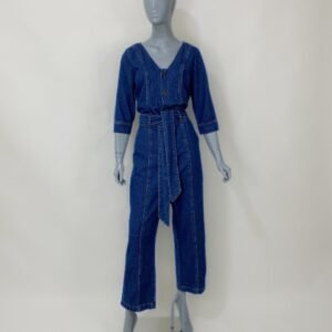 Macacão jeans com faixa - Tam M