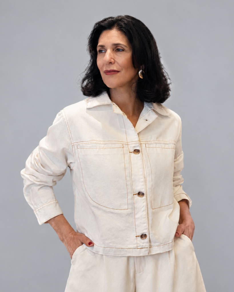 Jaqueta jeans off-white – Tam G