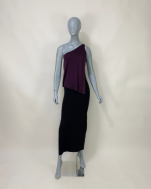 Vestido preto e roxo ombro deslocado - Tam G