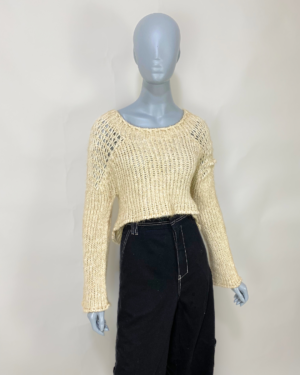 Blusa tricô cropped bege - Tam M