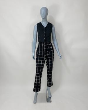 Calça preta xadrez  clochard - Tam M