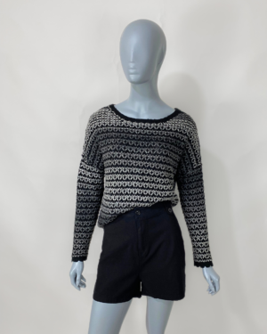Blusa tricô preta e cinza - Tam G