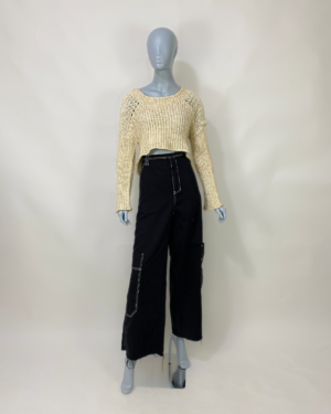 Calça jeans preta cargo - Tam 44