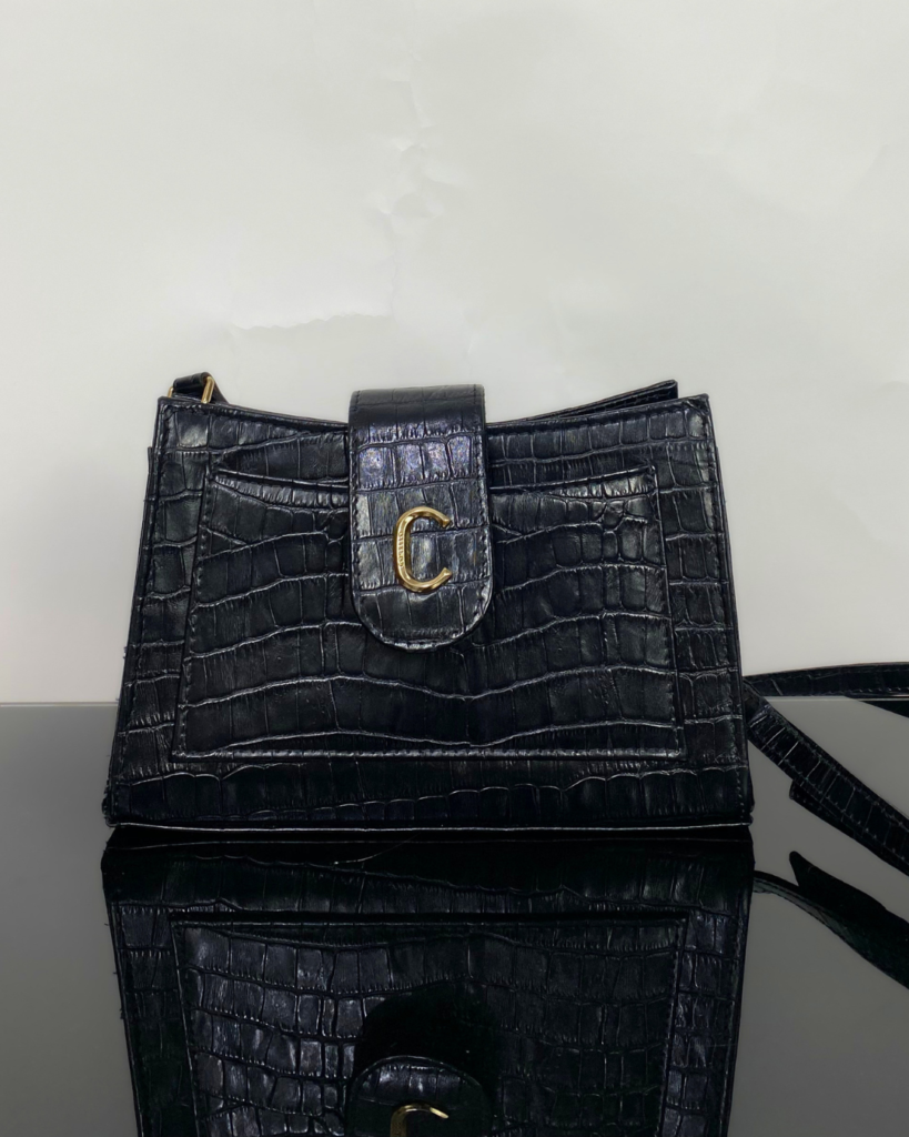 Bolsa tiracolo croco couro