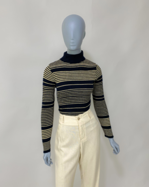 Blusa tricô listrada preto e dourado - Tam M