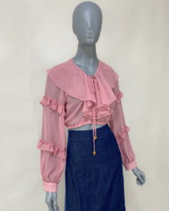Camisa cropped rose manga longa - Tam 40
