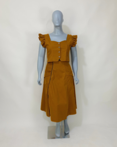 Conjunto saia e cropped caramelo - Tam G