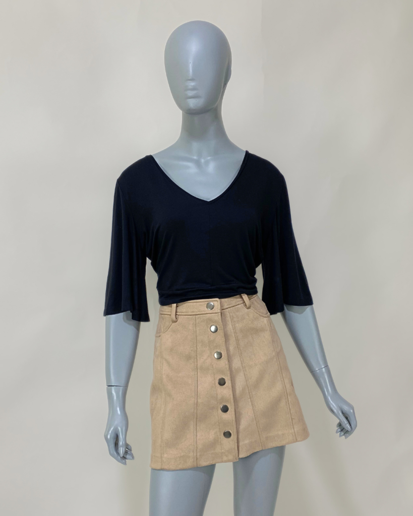 Saia em suede com botões – Tam P