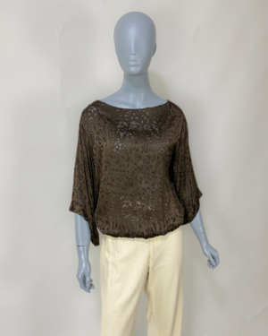 Blusa marrom vintage em seda - Tam M