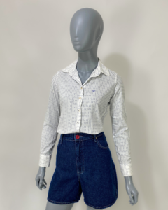 Camisa branca estampa quadrados - Tam 34