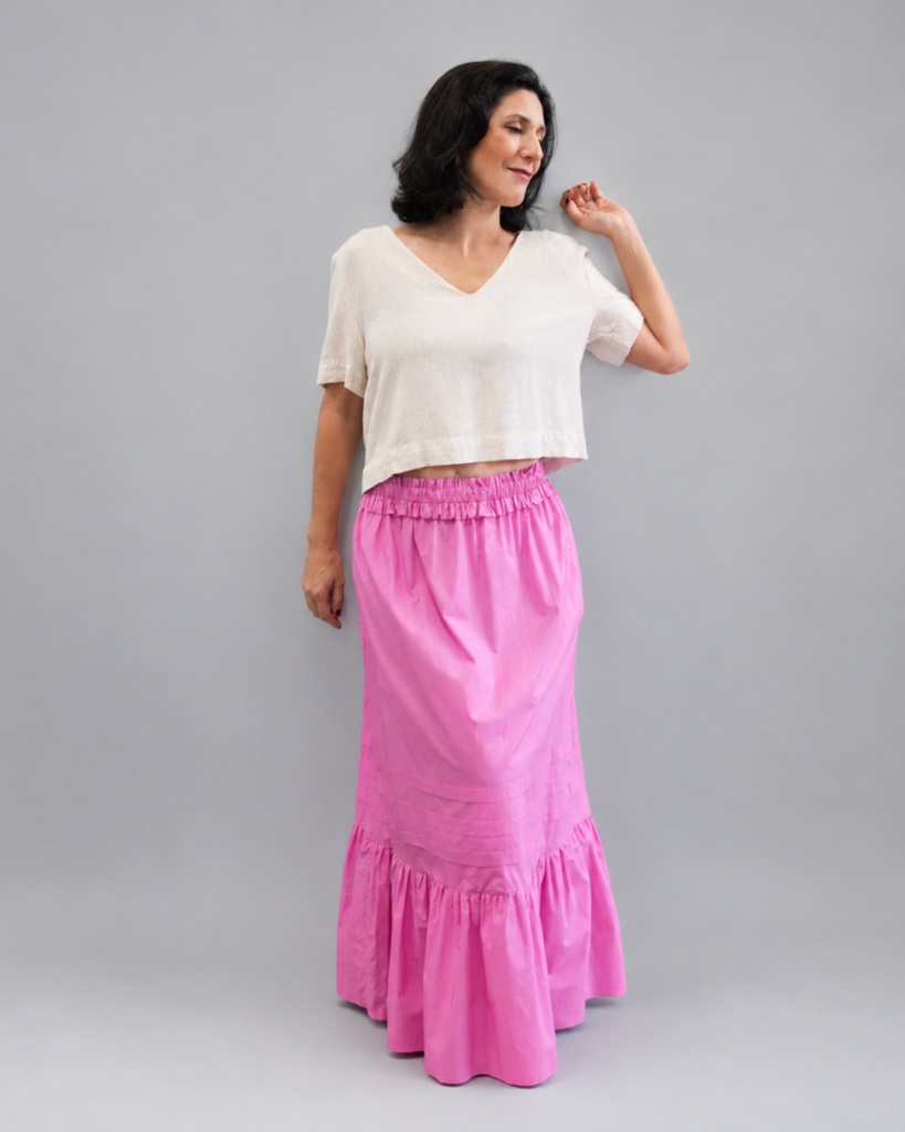 Saia rosa com babado – Tam 38