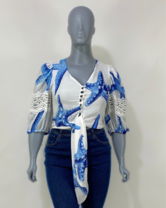 Blusa amarração estampada RAZZO - Tam 40
