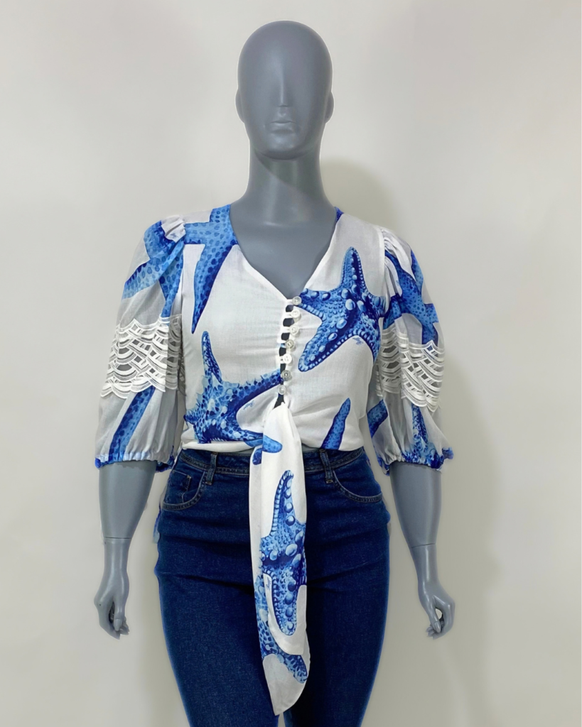 Blusa amarração estampada RAZZO – Tam 40