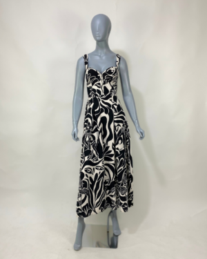 Vestido estampado preto e branco - Tam P